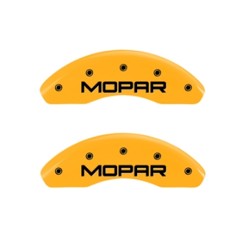 Picture of MGP 4 Caliper Covers Engraved Front & Rear Mopar Yellow Finish Black Char 2004 Chrysler Crossfire