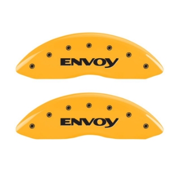 Picture of MGP 4 Caliper Covers Engraved Front & Rear Envoy Yellow Finish Black Char 2005 GMC Envoy XL