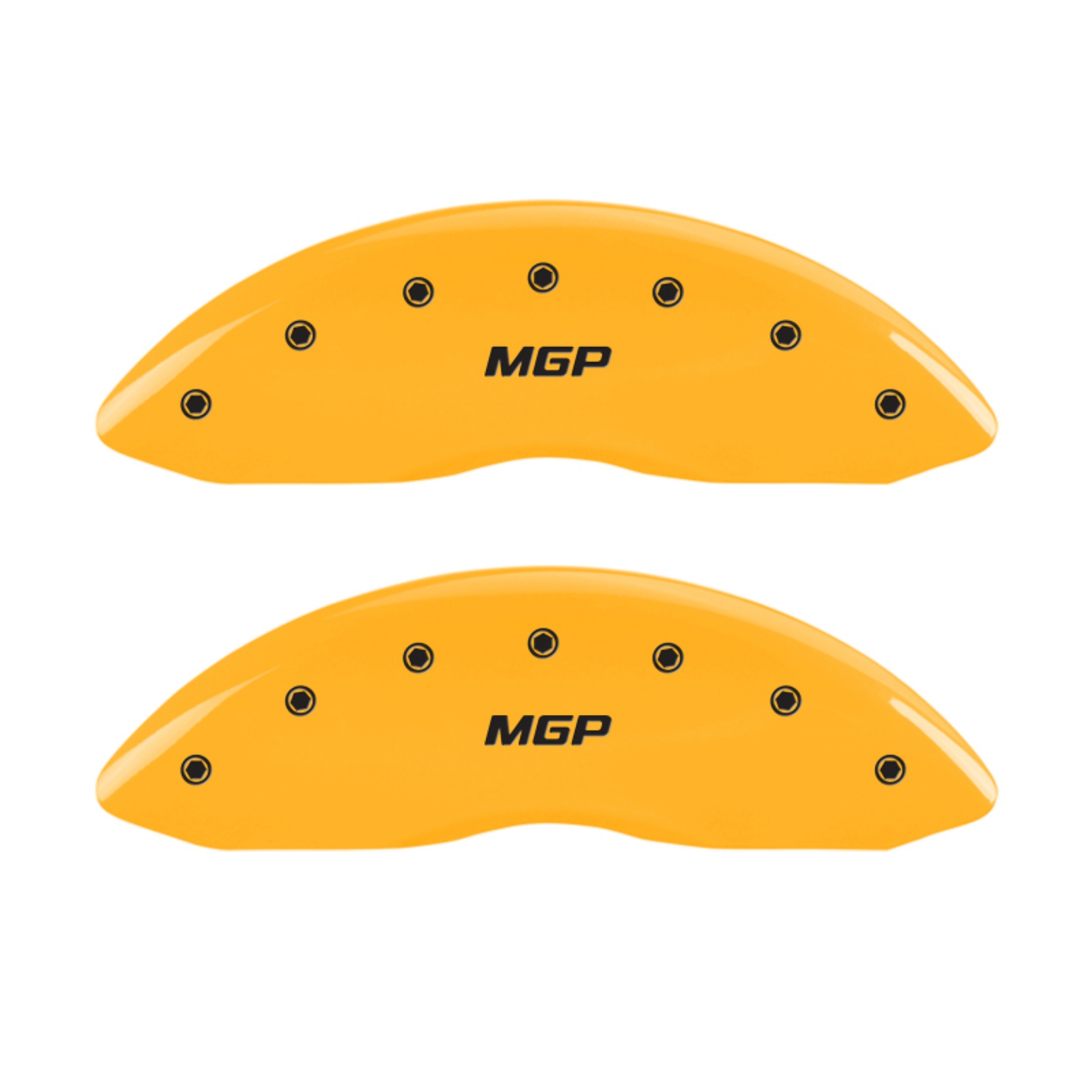 Picture of MGP 4 Caliper Covers Engraved Front & Rear MGP Yellow Finish Black Char 2004 GMC Savana 1500