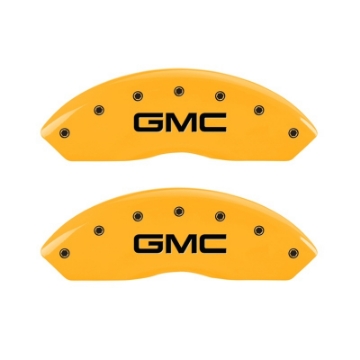 Picture of MGP 2 Caliper Covers Engraved Front GMC Yellow Finish Black Characters 1997 GMC Yukon