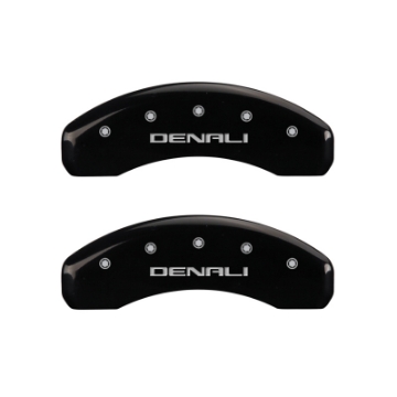 Picture of MGP 4 Caliper Covers Engraved Front & Rear Denali Black Finish Silver Char 2017 GMC Canyon