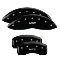 Picture of MGP 4 Caliper Covers Engraved Front & Rear Denali Black Finish Silver Char 2017 GMC Canyon