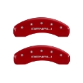 Picture of MGP 4 Caliper Covers Engraved Front & Rear Denali Red Finish Silver Char 2018 GMC Canyon