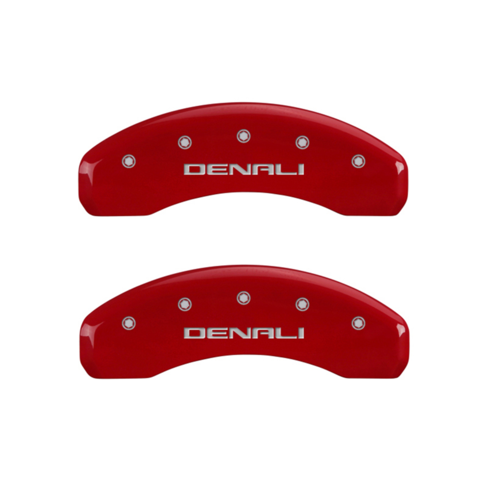 Picture of MGP 4 Caliper Covers Engraved Front & Rear Denali Red Finish Silver Char 2018 GMC Canyon