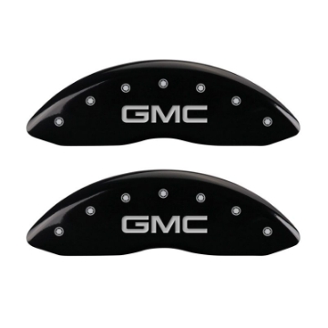 Picture of MGP 4 Caliper Covers Engraved Front & Rear GMC Black Finish Silver Char 2009 GMC Savana 2500