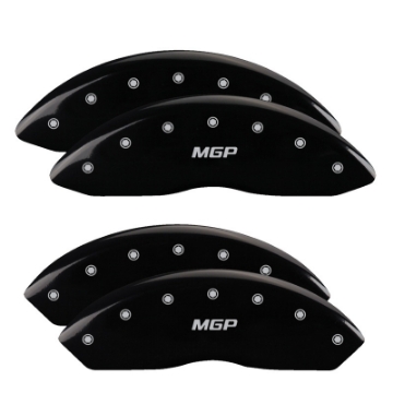 Picture of MGP 4 Caliper Covers Engraved Front & Rear MGP Black Finish Silver Char 2012 GMC Savana 2500