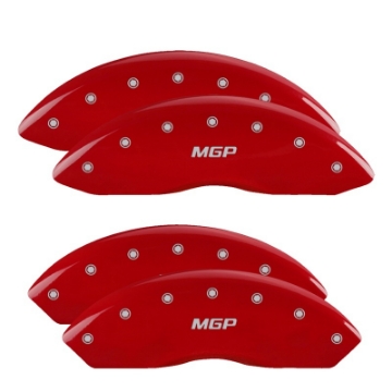Picture of MGP 4 Caliper Covers Engraved Front & Rear MGP Red Finish Silver Char 2010 GMC Savana 3500