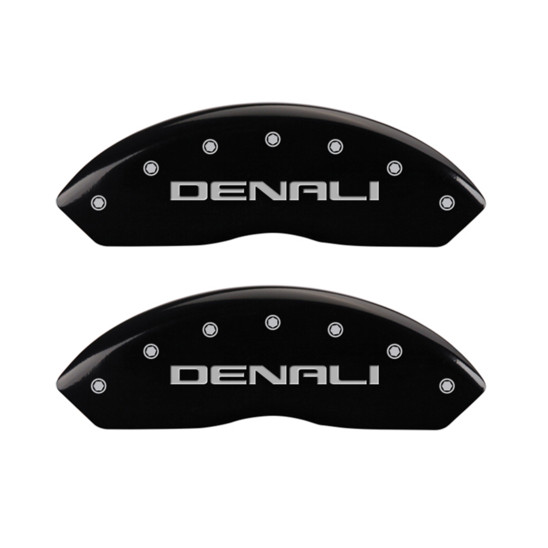 Picture of MGP 4 Caliper Covers Engraved Front & Rear Denali Black Finish Silver Char 2019 GMC Arcadia