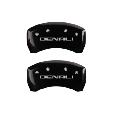 Picture of MGP 4 Caliper Covers Engraved Front & Rear Denali Black Finish Silver Char 2019 GMC Arcadia