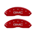 Picture of MGP 4 Caliper Covers Engraved Front & Rear GMC Red Finish Silver Char 2019 GMC Arcadia