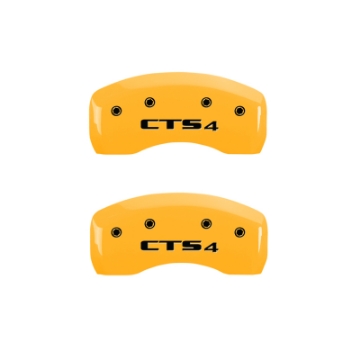 Picture of MGP 4 Caliper Covers Engraved Front Cadillac Rear CTS4 Yellow Finish Black Char 2005 Cadillac CTS