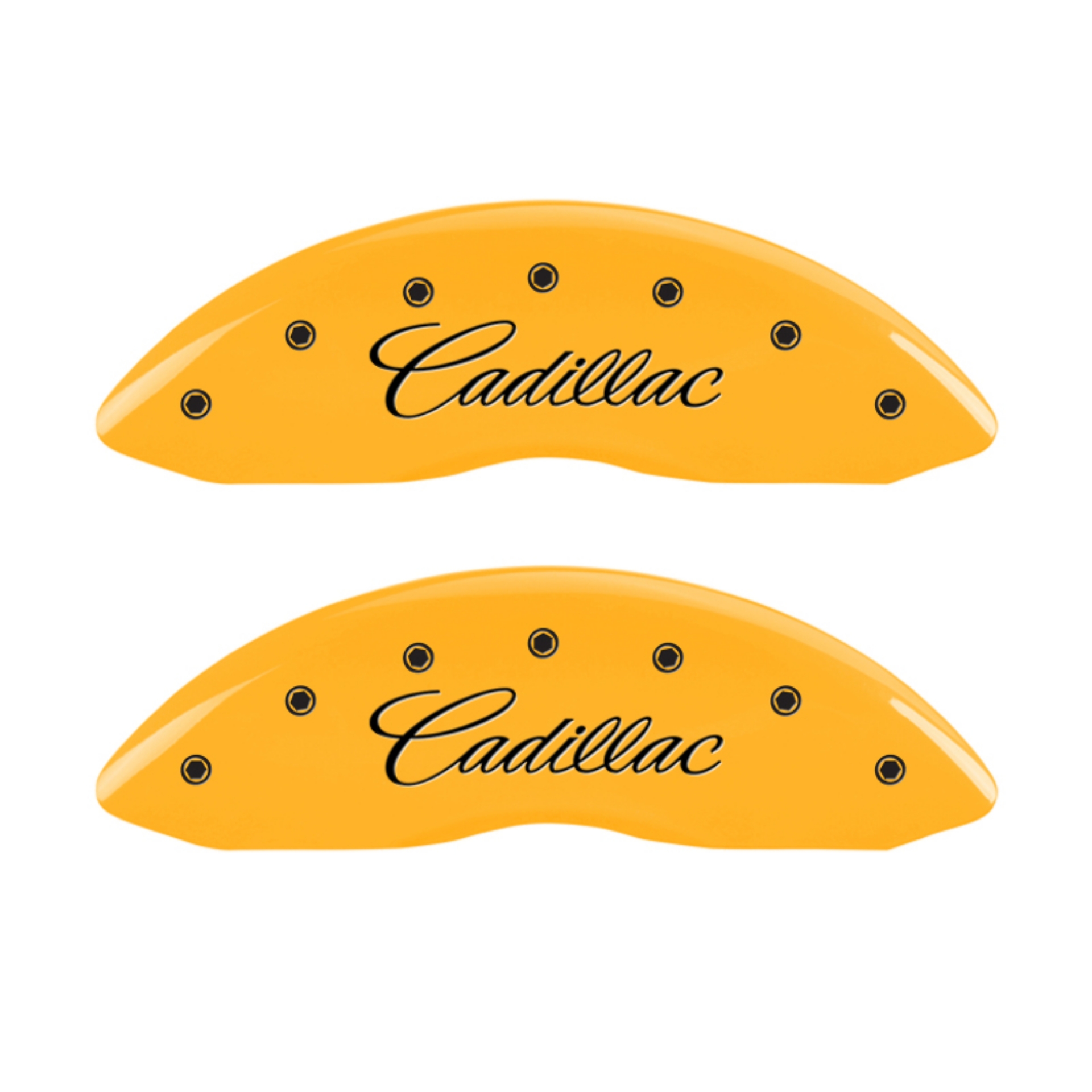 Picture of MGP 4 Caliper Covers Engraved F & R Cadillac Yellow Finish Black Char 2004 Cadillac Escalade EXT