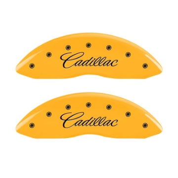 Picture of MGP 4 Caliper Covers Engraved F & R Cadillac Yellow Finish Black Char 2004 Cadillac Escalade EXT