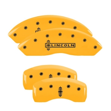 Picture of MGP 4 Caliper Covers Engraved F & R Cadillac Yellow Finish Black Char 2004 Cadillac Escalade EXT