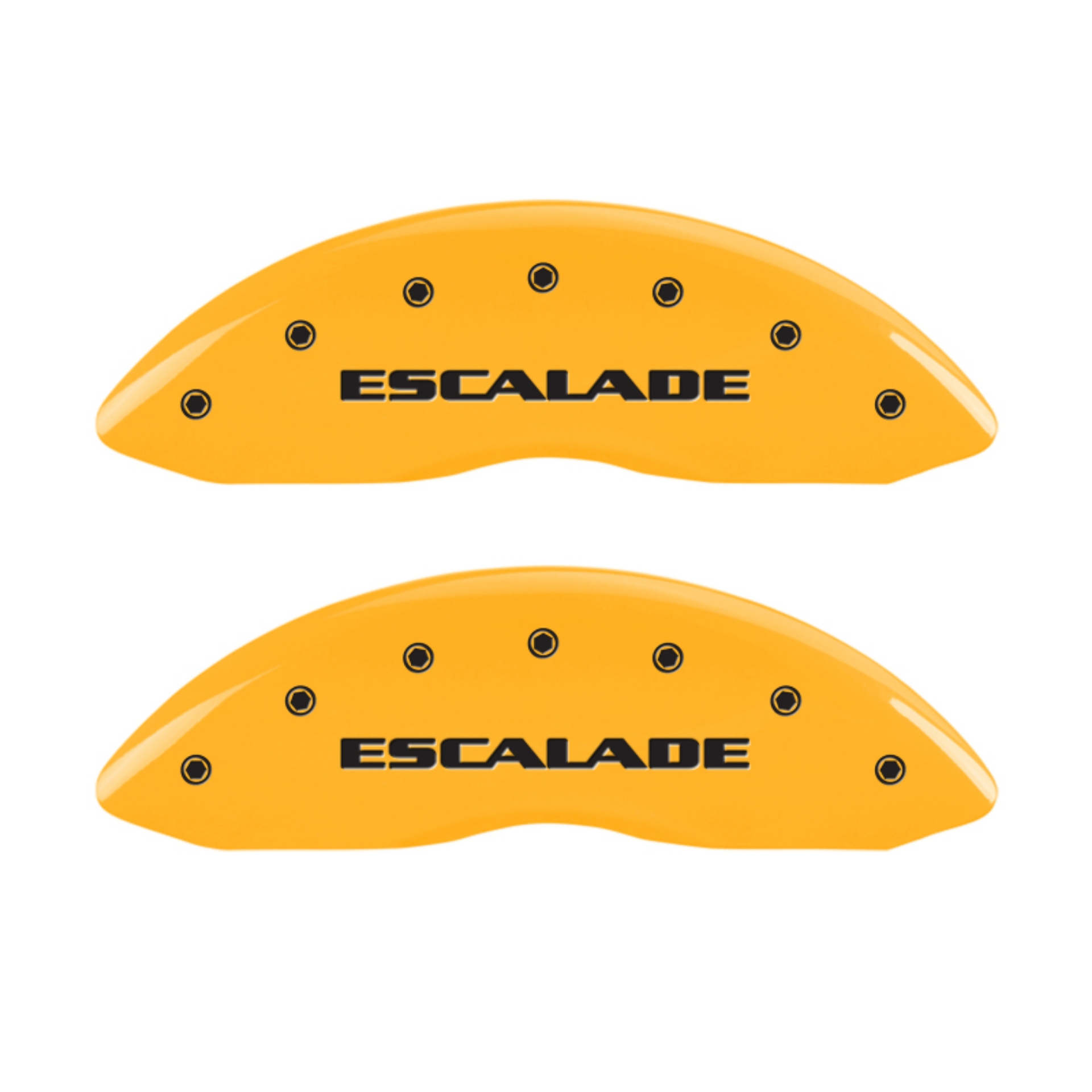 Picture of MGP 4 Caliper Covers Engraved Fr Escalade Rear ESV Yellow Finish Blk Char 2003 Cadillac Escalade ESV