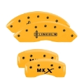 Picture of MGP 4 Caliper Covers Engraved Fr Escalade Rear ESV Yellow Finish Blk Char 2003 Cadillac Escalade ESV
