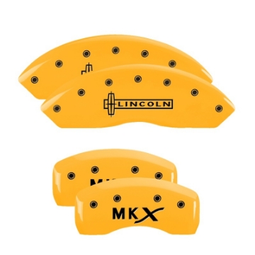 Picture of MGP 4 Caliper Covers Engraved Fr Escalade Rear ESV Yellow Finish Blk Char 2003 Cadillac Escalade ESV