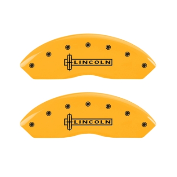 Picture of MGP 4 Caliper Covers Engraved Front Lincoln Rear Star Logo Yellow Finish Black Char 2008 Lincoln MKX