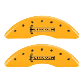 Picture of MGP 4 Caliper Covers Engraved Fr Lincoln Rr Star Logo Yellow Finish Blk Char 2009 Lincoln Navigator