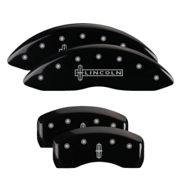 Picture of MGP 4 Caliper Covers Engraved Front Lincoln Rear Star Logo Black Finish Silver Char 2017 Lincoln MKZ