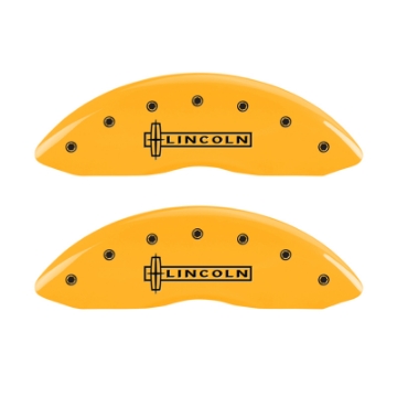 Picture of MGP 4 Caliper Covers Engraved Front & Rear Lincoln Yellow Finish Black Char 2017 Lincoln Continental