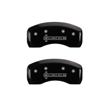Picture of MGP 4 Caliper Covers Engraved Front & Rear Lincoln Black Finish Silver Char 2017 Lincoln Continental