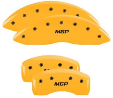 Picture of MGP 4 Caliper Covers Engraved Front & Rear MGP Yellow Finish Black Char 2019 Lincoln Nautilus