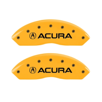 Picture of MGP 4 Caliper Covers Engraved Front & Rear Acura Yellow Finish Black Char 2002 Acura RSX
