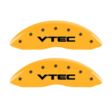 Picture of MGP 4 Caliper Covers Engraved Front & Rear Vtech Yellow Finish Black Char 2008 Acura TL