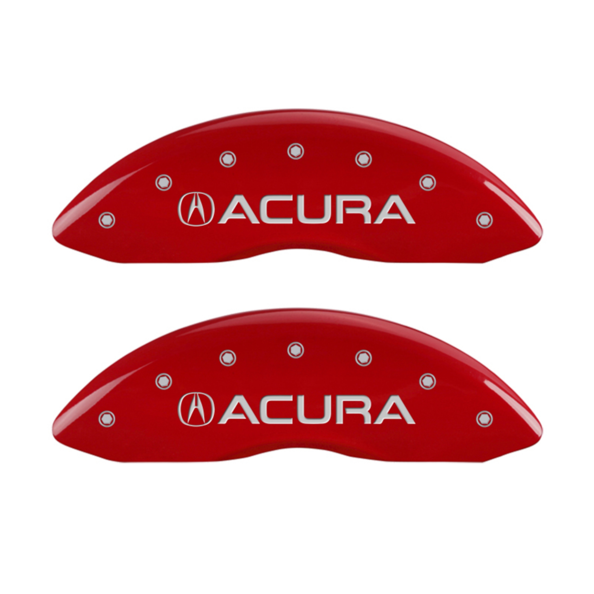 Picture of MGP 4 Caliper Covers Engraved Front & Rear Acura Red Finish Silver Char 2017 Acura ILX
