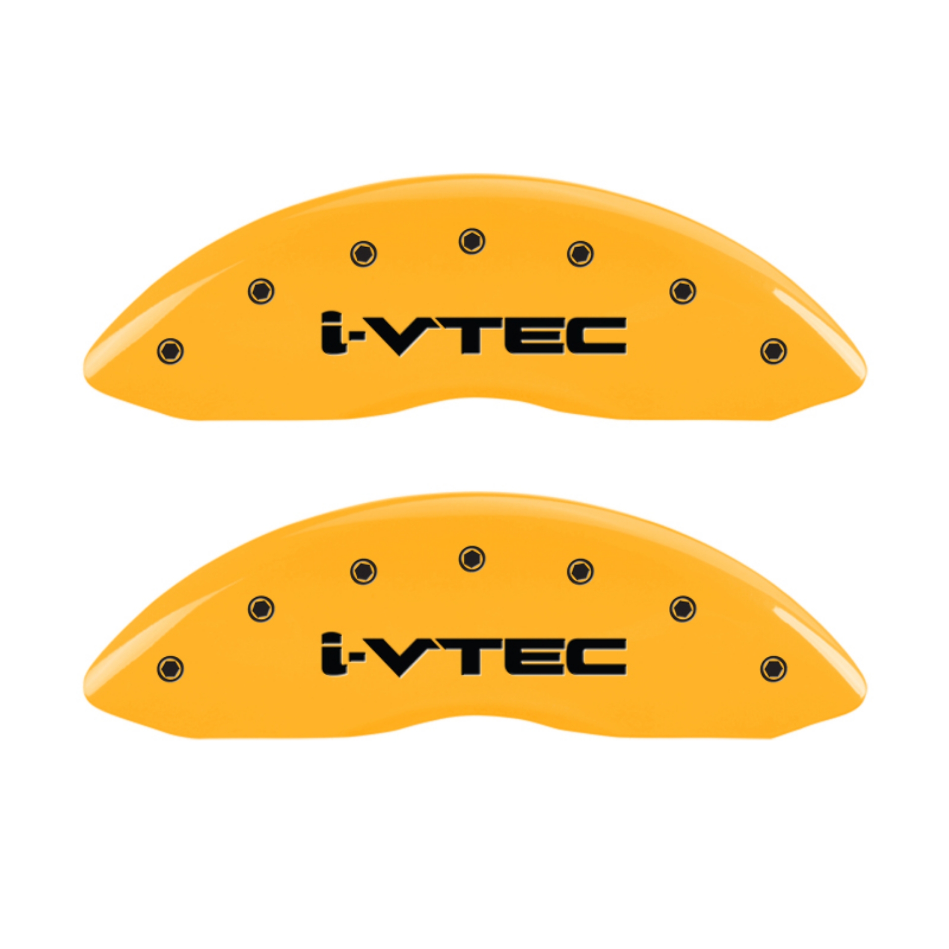Picture of MGP 4 Caliper Covers Engraved Front & Rear I-Vtec Yellow Finish Black Char 2017 Acura ILX