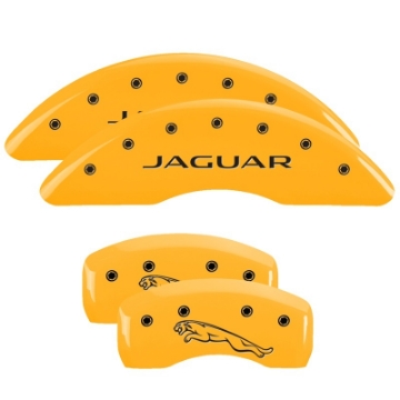 Picture of MGP 4 Caliper Covers Engraved Front & Rear Acura Yellow Finish Black Char 2017 Acura MDX