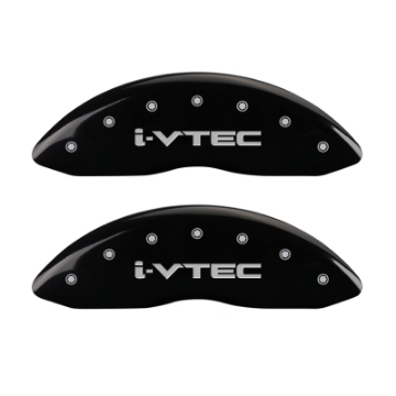 Picture of MGP 4 Caliper Covers Engraved Front & Rear I-Vtec Black Finish Silver Char 2017 Acura MDX