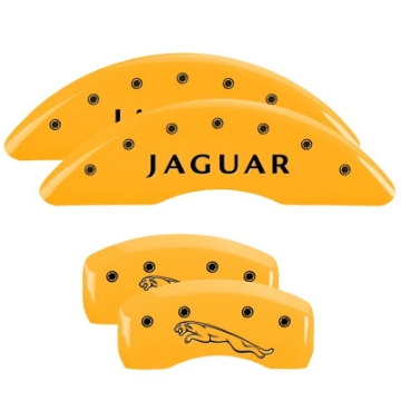Picture of MGP 4 Caliper Covers Engraved Front & Rear I-Vtec Yellow Finish Black Char 2017 Acura MDX