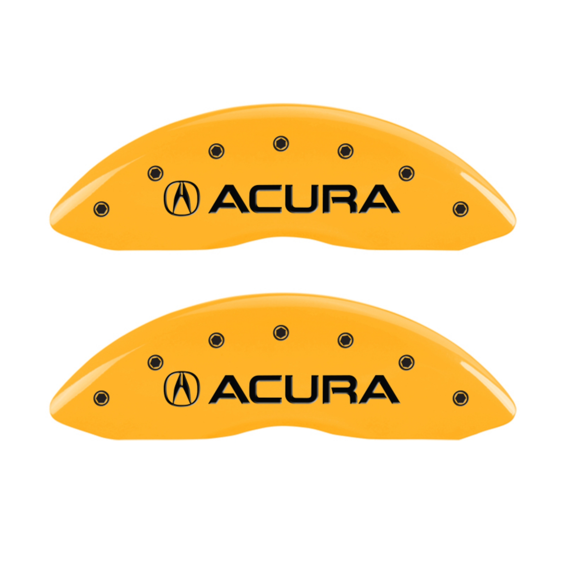 Picture of MGP 4 Caliper Covers Engraved Front Acura Rear MDX Yellow Finish Black Char 2019 Acura MDX