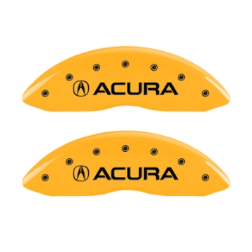 Picture of MGP 4 Caliper Covers Engraved Front Acura Rear MDX Yellow Finish Black Char 2019 Acura MDX