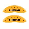Picture of MGP 4 Caliper Covers Engraved Front & Rear Hemi Yellow Finish Black Char 2006 Jeep Commander