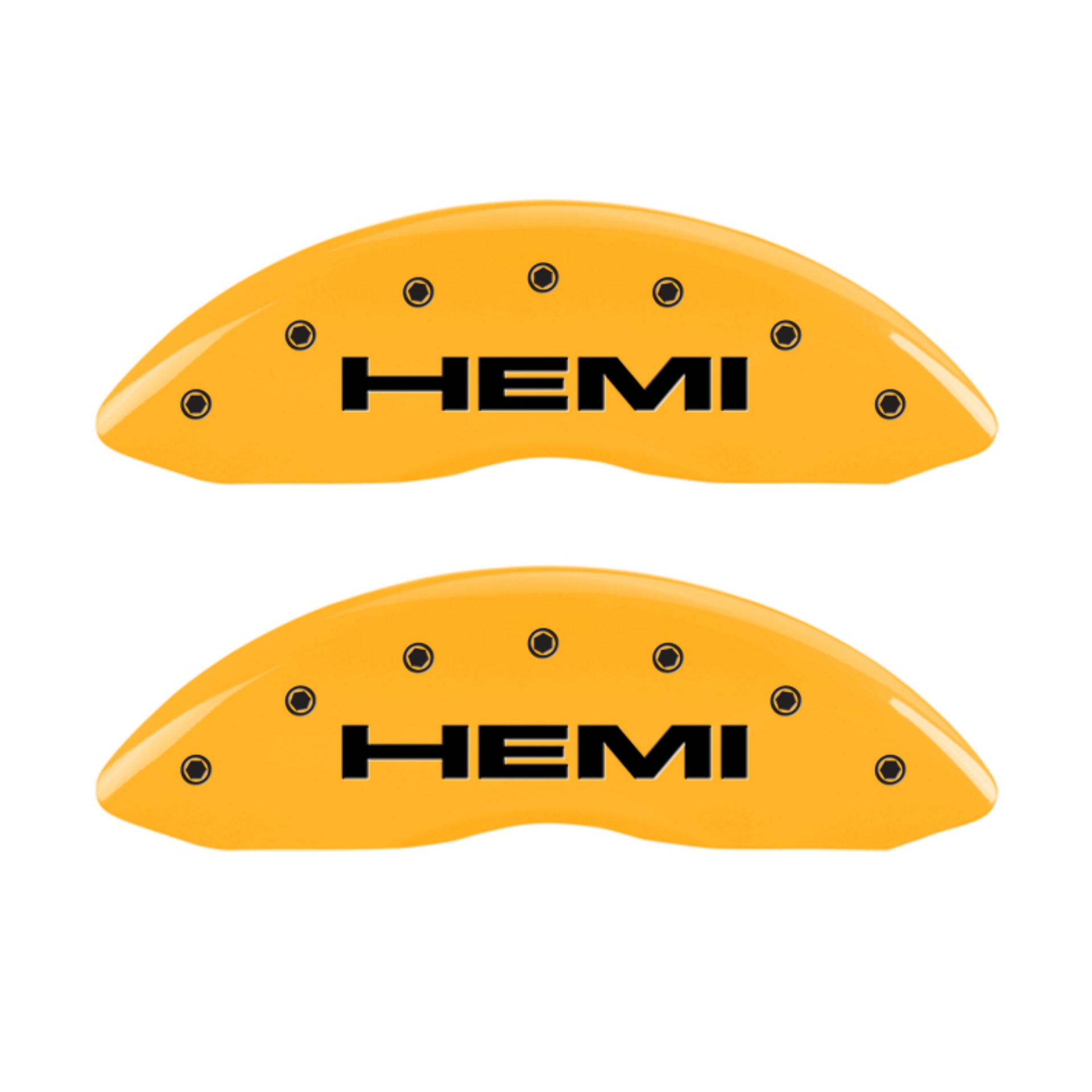 Picture of MGP 4 Caliper Covers Engraved Front & Rear Hemi Yellow Finish Black Char 2006 Jeep Commander