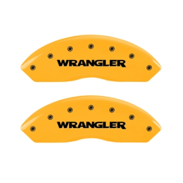 Picture of MGP 4 Caliper Covers Engraved Front & Rear Hemi Yellow Finish Black Char 2006 Jeep Commander