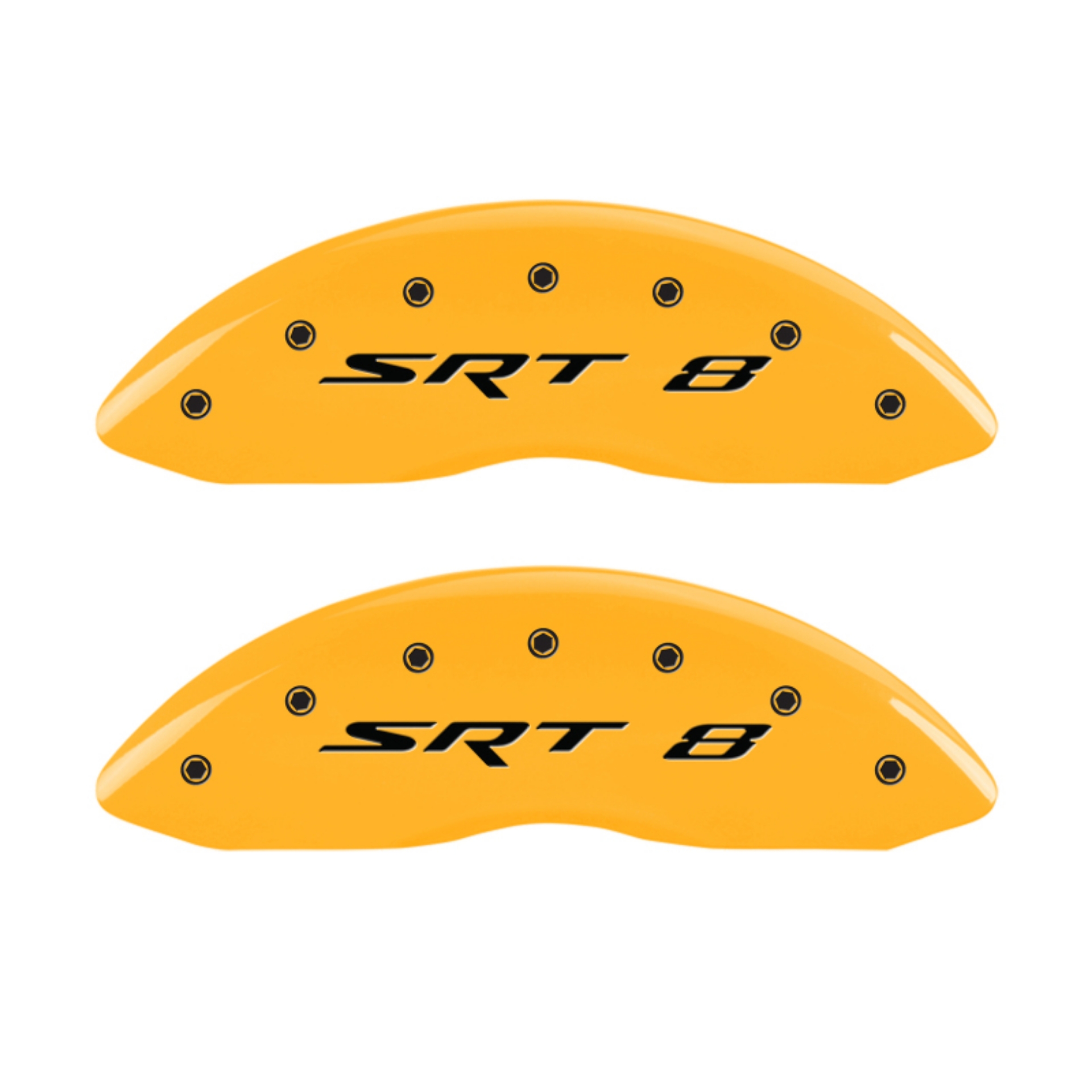 Picture of MGP 4 Caliper Covers Engraved Front & Rear Srt8 Yellow Finish Black Char 2006 Jeep Commander