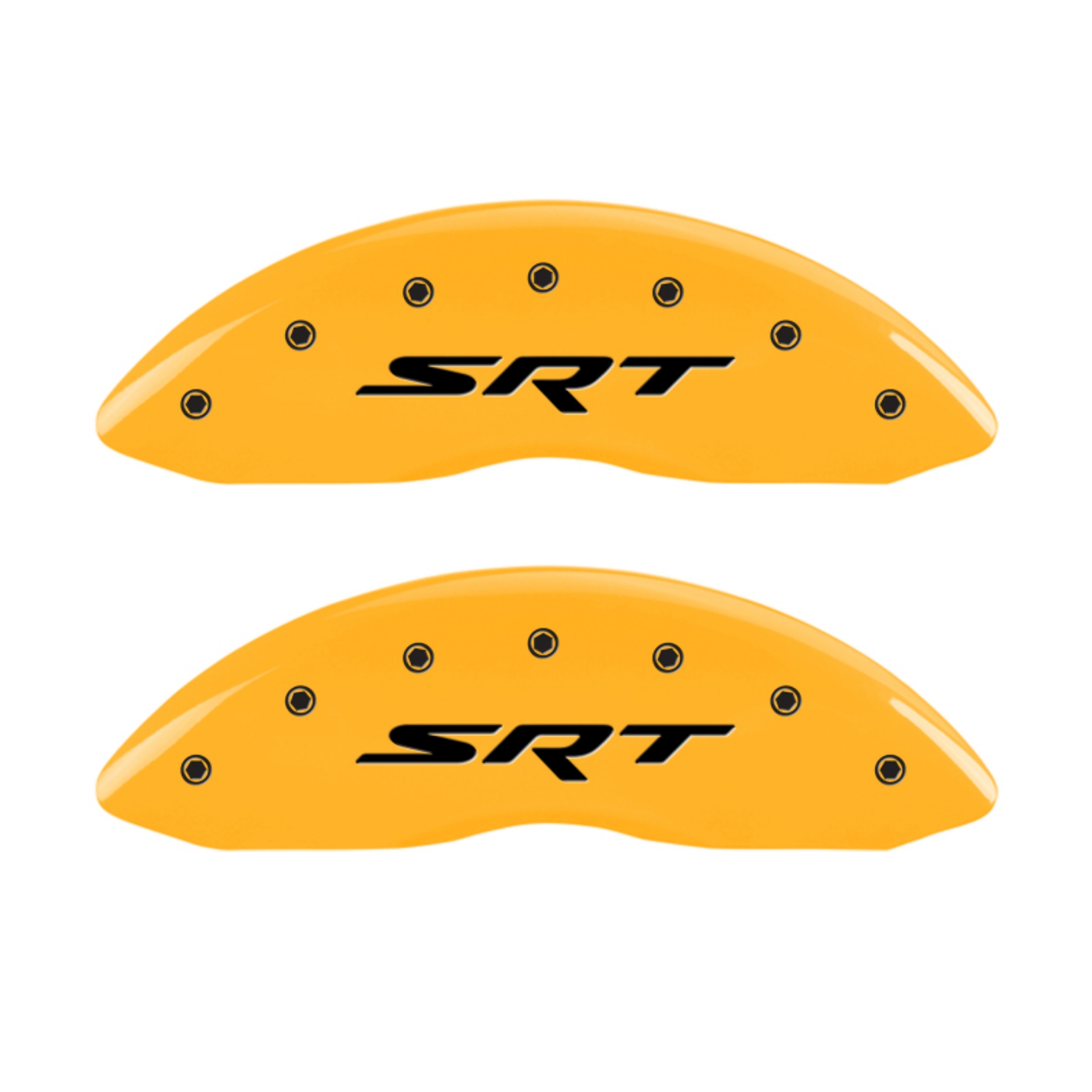 Picture of MGP 4 Caliper Covers Engraved Front & Rear Srt Yellow Finish Black Char 2006 Jeep Commander