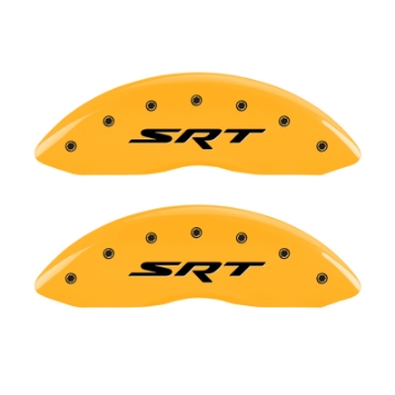 Picture of MGP 4 Caliper Covers Engraved Front & Rear Srt Yellow Finish Black Char 2006 Jeep Commander