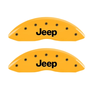 Picture of MGP 4 Caliper Covers Engraved Front & Rear Srt Yellow Finish Black Char 2006 Jeep Commander