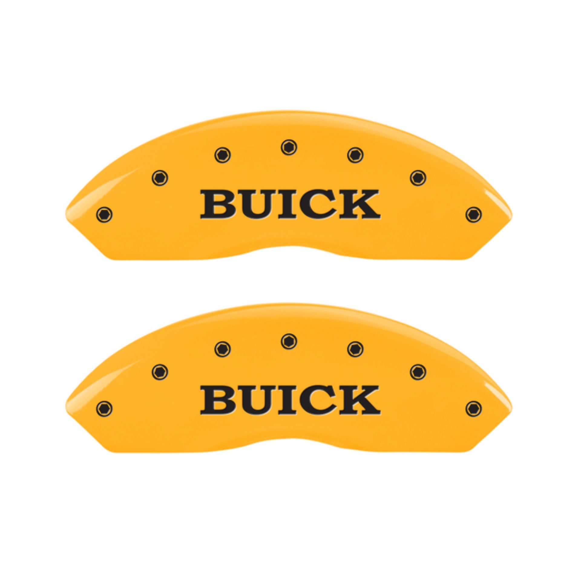 Picture of MGP 4 Caliper Covers Engraved Front Buick Rear Yellow Finish Black Char 2008 Buick Lucerne