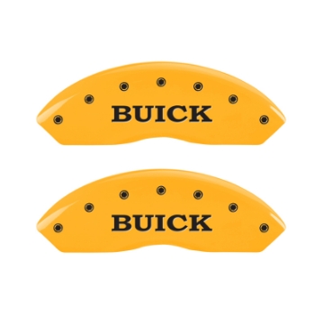 Picture of MGP 4 Caliper Covers Engraved Front Buick Rear Yellow Finish Black Char 2008 Buick Lucerne