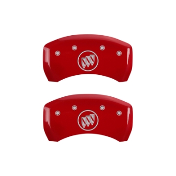 Picture of MGP 4 Caliper Covers Engraved Front Buick Rear Buick Shield Red Finish Silver Char 2015 Buick Regal