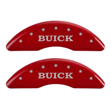 Picture of MGP 4 Caliper Covers Engraved Front Buick Rear Buick Shield Red Finish Silver Char 2015 Buick Regal