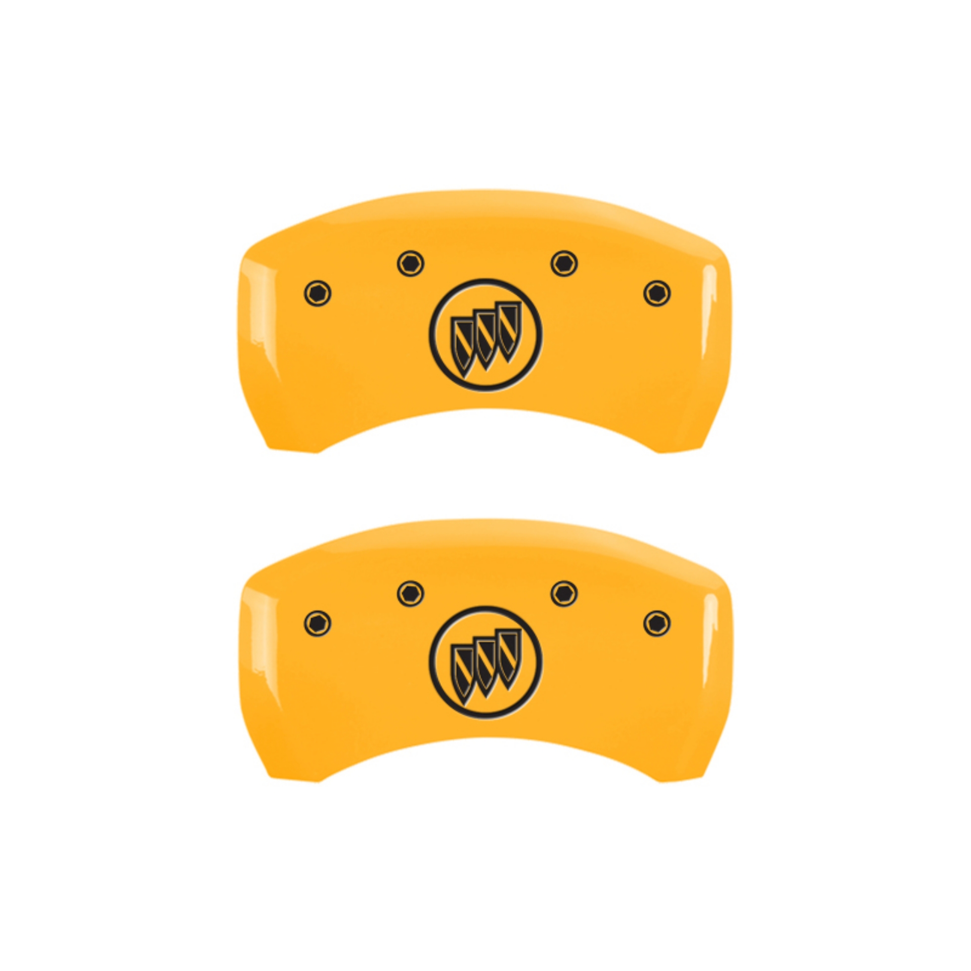 Picture of MGP 4 Caliper Covers Engraved Front Buick Rear Yellow Finish Black Char 2015 Buick Regal