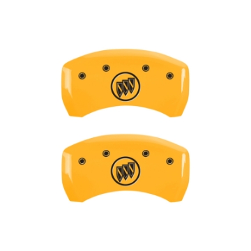 Picture of MGP 4 Caliper Covers Engraved Front Buick Rear Yellow Finish Black Char 2015 Buick Regal