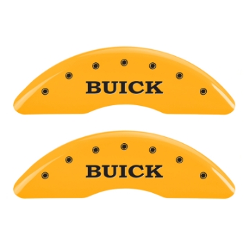 Picture of MGP 4 Caliper Covers Engraved Front Buick Rear Yellow Finish Black Char 2015 Buick Regal